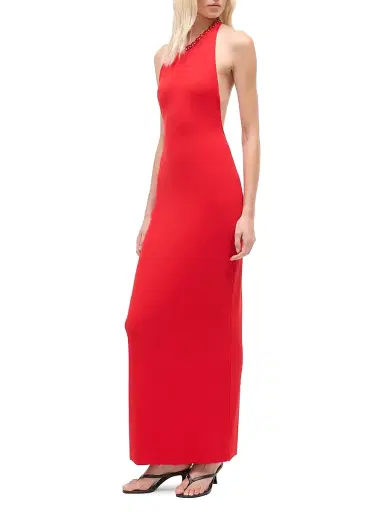 Staud Women's Reina Beaded Fringe Maxi Halter Dress | Thumbnail 2 Staud Women's Reina Beaded Fringe Maxi Halter Dress | Thumbnail 2