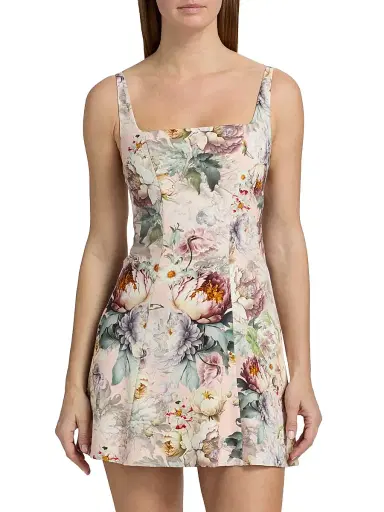 ALICE + OLIVIA Women's Julia Floral Sleeveless Mini Dress - Sweet Peony | Thumbnail 3