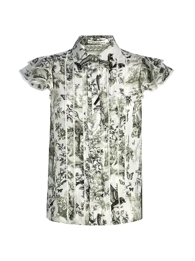 ALICE + OLIVIA Women's Minda Printed Silk Pleated Blouse - Daybreak