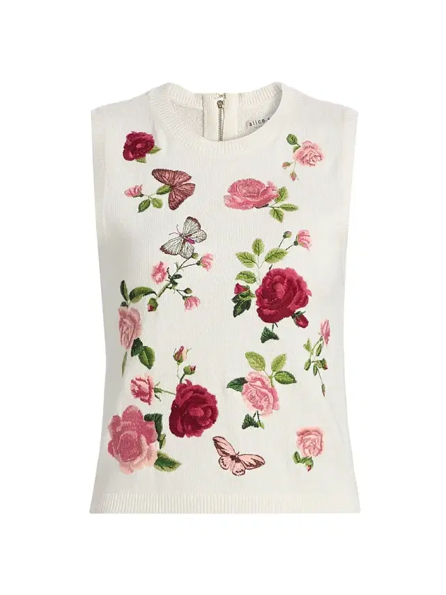 ALICE + OLIVIA Women's Reva Floral Shell Top - Garden Gossip Off White