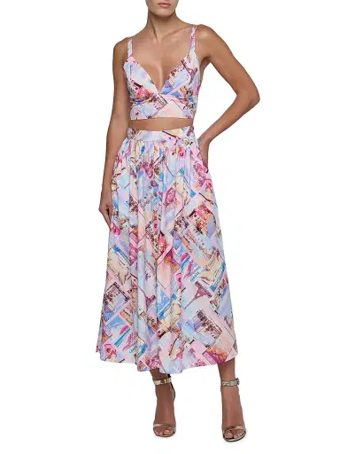 L'Agence Women's Kaori Printed Plunging V-Neck Bralette | Thumbnail 2 L'Agence Women's Kaori Printed Plunging V-Neck Bralette | Thumbnail 2
