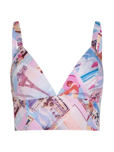 L'Agence Women's Kaori Printed Plunging V-Neck Bralette | Thumbnail 1 L'Agence Women's Kaori Printed Plunging V-Neck Bralette | Thumbnail 1