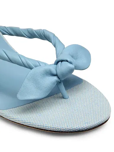 Jimmy Choo Women's Liss 35MM Leather & Canvas Slip-On Sandals - Riviera Blue And Riviera Blue Mix | Thumbnail 5 Jimmy Choo Women's Liss 35MM Leather & Canvas Slip-On Sandals - Riviera Blue And Riviera Blue Mix | Thumbnail 5