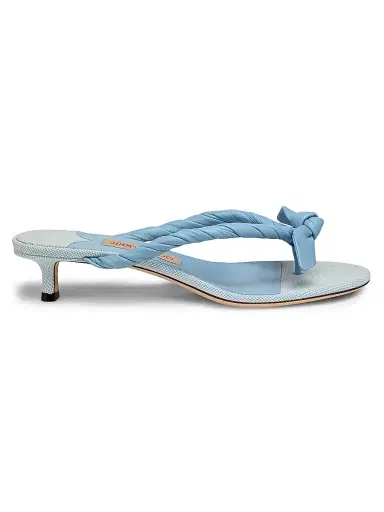 Jimmy Choo Women's Liss 35MM Leather & Canvas Slip-On Sandals - Riviera Blue And Riviera Blue Mix | Thumbnail 1 Jimmy Choo Women's Liss 35MM Leather & Canvas Slip-On Sandals - Riviera Blue And Riviera Blue Mix | Thumbnail 1