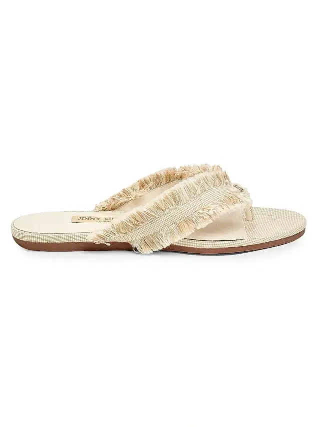 Jimmy Choo Women's Riviera Bay Frayed Flecked Canvas Sandals - Almond Mix