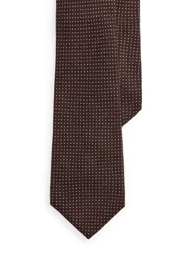 Ralph Lauren Purple Label Men's Pin Dot Cashmere-Silk Tie - Luggage Brown | Thumbnail 1 Ralph Lauren Purple Label Men's Pin Dot Cashmere-Silk Tie - Luggage Brown | Thumbnail 1