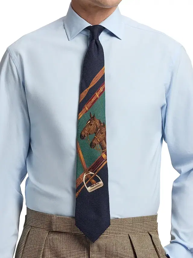 Men's Equestrian Cashmere-Silk Tie - Navy Men's Equestrian Cashmere-Silk Tie - Navy