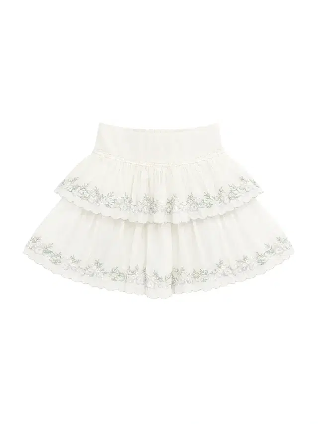 KatieJ NYC Girl's Allegra Floral-Embroidered Tiered Skirt - Creamsilverlurex