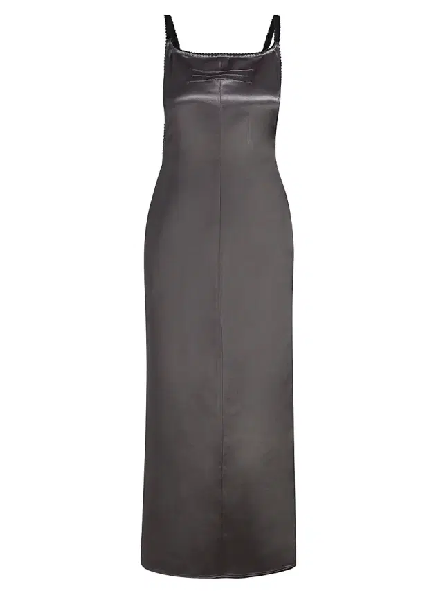 The Attico Women's Satin Backless Midi-Dress - Metal Grey