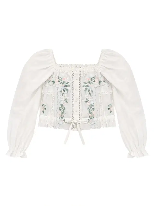 Girl's Allegra Floral-Embroidered Long-Sleeve Top - Creamsilverlurex