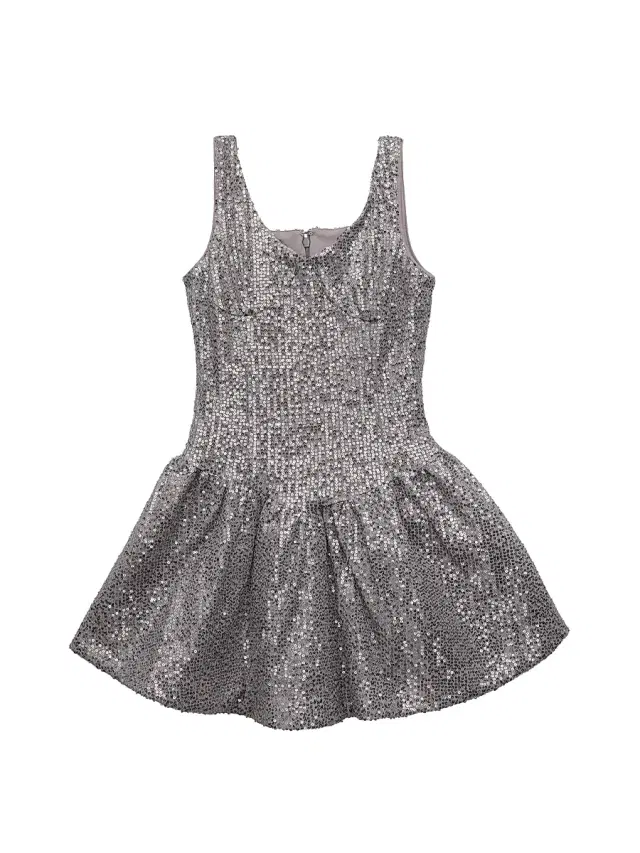 KatieJ NYC Girl's Zena Sequined Minidress - Silver Sequin
