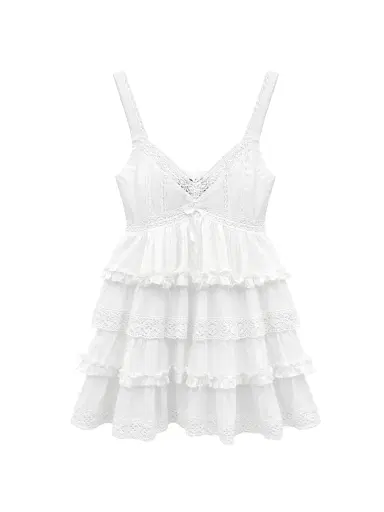 KatieJ NYC Girl's Ilyana Cotton Tiered Dress - White - Size 14 | Thumbnail 1