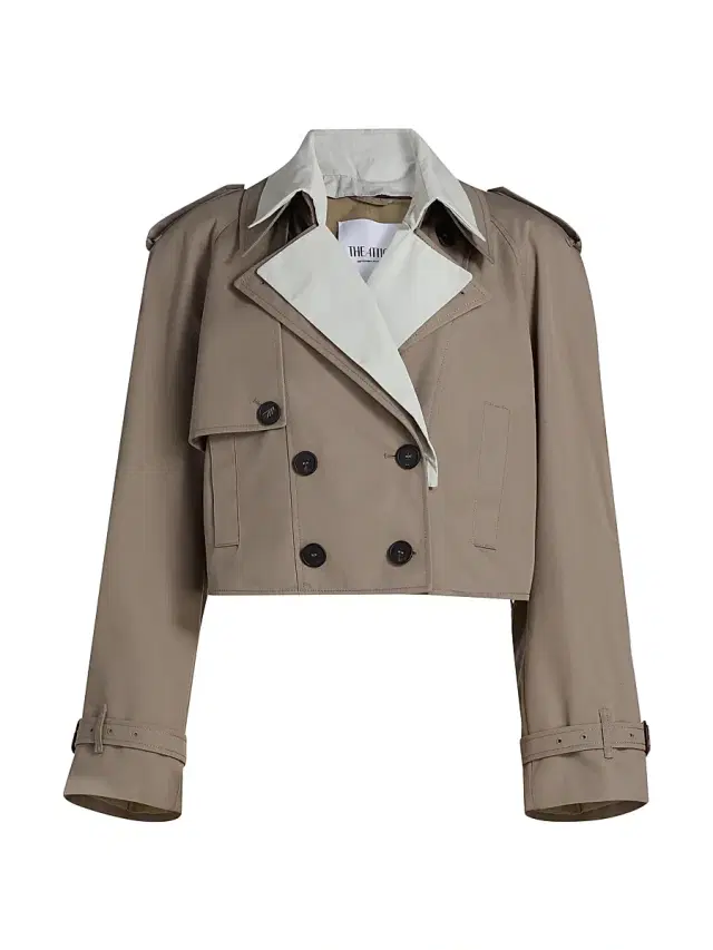 Women's Double-Breasted Blouson Jacket - Taupe Grey