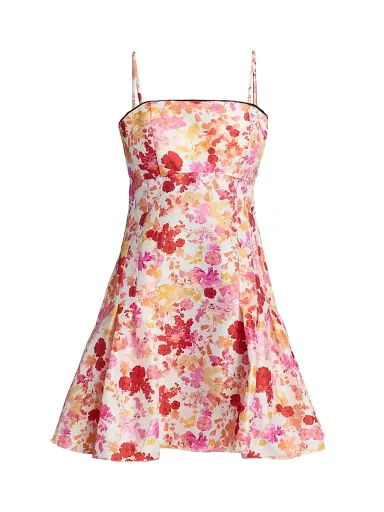 Kika Vargas Women's Lenita Poppies Taffeta Minidress - Coral - Size 12 | Thumbnail 1