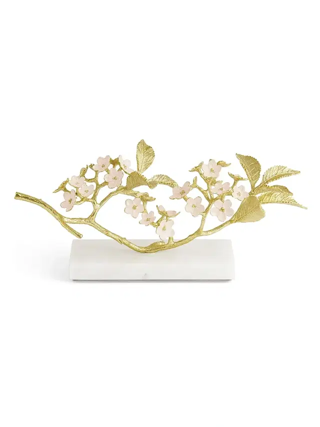 Michael Aram Cherry Blossom Brass, Enamel & Marble Decorative Object
