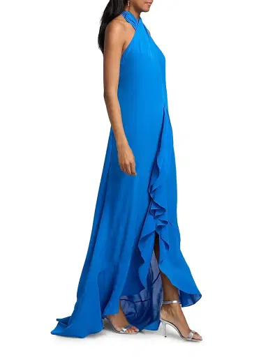 AZEEZA Women's Bari Halter Backless Gown - Sapphire - Size XS | Thumbnail 2