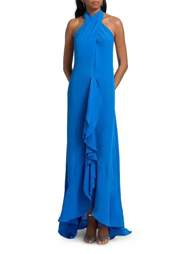 AZEEZA Women's Bari Halter Backless Gown - Sapphire - Size XS | Thumbnail 3