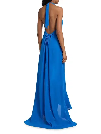 AZEEZA Women's Bari Halter Backless Gown - Sapphire - Size XS | Thumbnail 5