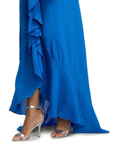 AZEEZA Women's Bari Halter Backless Gown - Sapphire - Size XS | Thumbnail 6