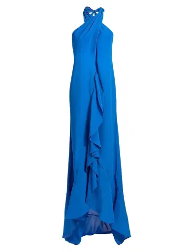 AZEEZA Women's Bari Halter Backless Gown - Sapphire - Size XS | Thumbnail 1
