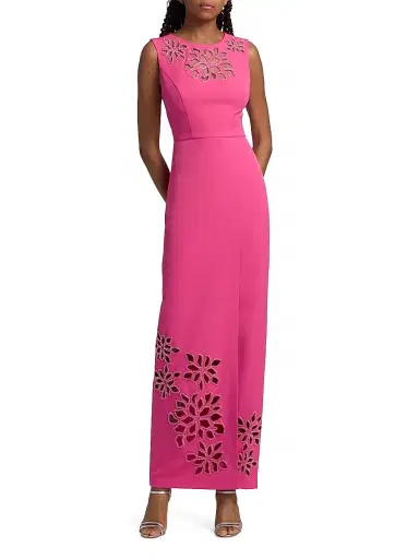 Kay Unger Women's Indiana Embellished Floral Laser-Cut Column Gown - Raspberry Rose | Thumbnail 2
