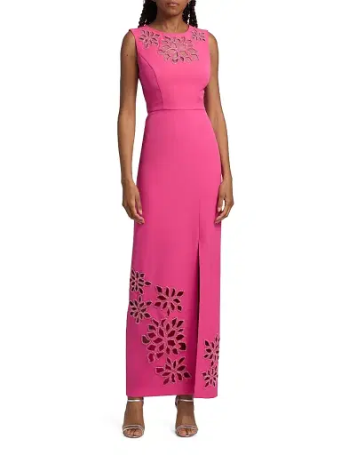 Kay Unger Women's Indiana Embellished Floral Laser-Cut Column Gown - Raspberry Rose | Thumbnail 3