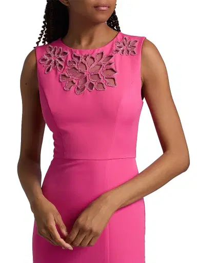 Kay Unger Women's Indiana Embellished Floral Laser-Cut Column Gown - Raspberry Rose | Thumbnail 6