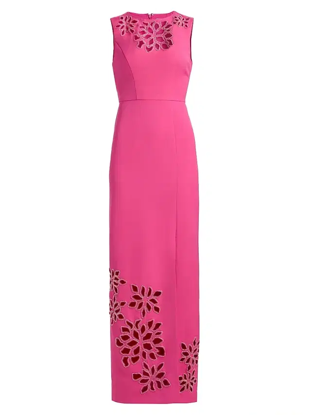 Kay Unger Women's Indiana Embellished Floral Laser-Cut Column Gown - Raspberry Rose