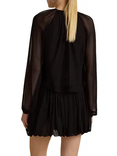 Marina Moscone Women's Silk Layered Mini Cocoon Skirt - Cornflower | Thumbnail 4 Marina Moscone Women's Silk Layered Mini Cocoon Skirt - Cornflower | Thumbnail 4