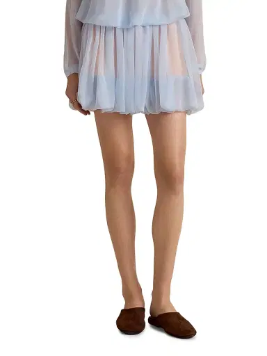 Marina Moscone Women's Silk Layered Mini Cocoon Skirt - Cornflower | Thumbnail 7 Marina Moscone Women's Silk Layered Mini Cocoon Skirt - Cornflower | Thumbnail 7