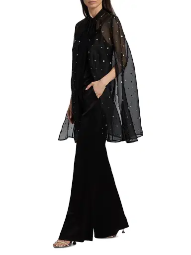 Carolyn Rowan Collection Women's Hand-Embroidered Crystal Silk Organza Cape | Thumbnail 2 Carolyn Rowan Collection Women's Hand-Embroidered Crystal Silk Organza Cape | Thumbnail 2