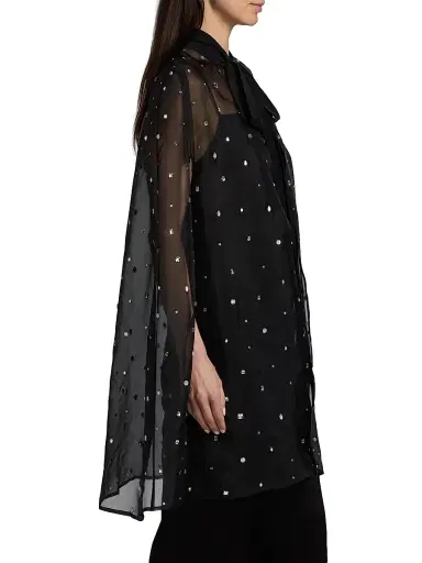 Carolyn Rowan Collection Women's Hand-Embroidered Crystal Silk Organza Cape | Thumbnail 4 Carolyn Rowan Collection Women's Hand-Embroidered Crystal Silk Organza Cape | Thumbnail 4
