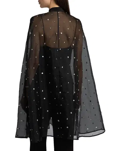 Carolyn Rowan Collection Women's Hand-Embroidered Crystal Silk Organza Cape | Thumbnail 5 Carolyn Rowan Collection Women's Hand-Embroidered Crystal Silk Organza Cape | Thumbnail 5