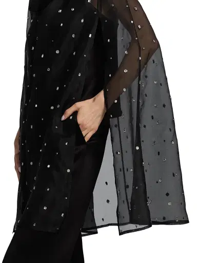 Carolyn Rowan Collection Women's Hand-Embroidered Crystal Silk Organza Cape | Thumbnail 6 Carolyn Rowan Collection Women's Hand-Embroidered Crystal Silk Organza Cape | Thumbnail 6