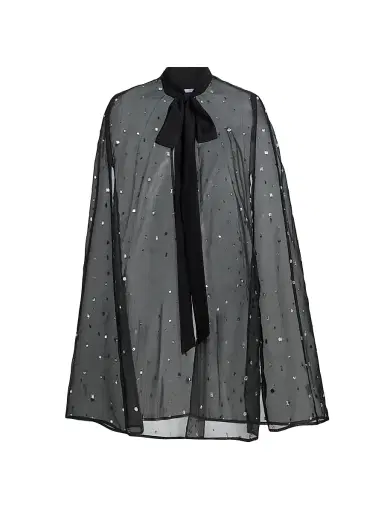 Carolyn Rowan Collection Women's Hand-Embroidered Crystal Silk Organza Cape | Thumbnail 1 Carolyn Rowan Collection Women's Hand-Embroidered Crystal Silk Organza Cape | Thumbnail 1