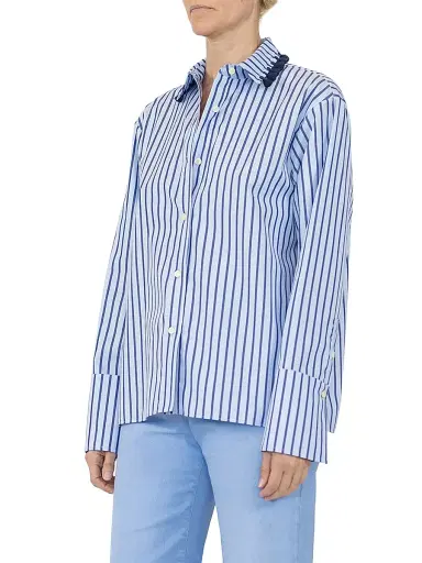 CALLAS MILANO Women's Billie Shirt with Tassel Collar - Blue Navy Tassels - Size 6 | Thumbnail 3