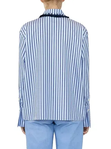 CALLAS MILANO Women's Billie Shirt with Tassel Collar - Blue Navy Tassels - Size 6 | Thumbnail 4