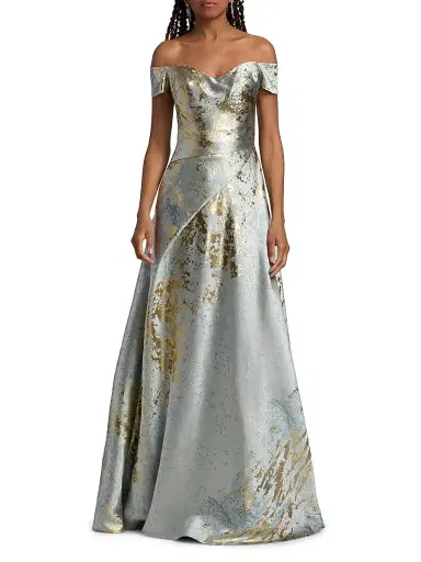 Rene Ruiz Collection Women's Metallic Jacquard Ball Gown - Slate Gold - Size 4 | Thumbnail 3 Rene Ruiz Collection Women's Metallic Jacquard Ball Gown - Slate Gold - Size 4 | Thumbnail 3