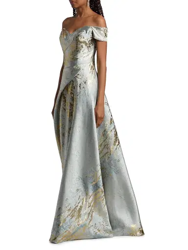 Rene Ruiz Collection Women's Metallic Jacquard Ball Gown - Slate Gold - Size 4 | Thumbnail 4 Rene Ruiz Collection Women's Metallic Jacquard Ball Gown - Slate Gold - Size 4 | Thumbnail 4