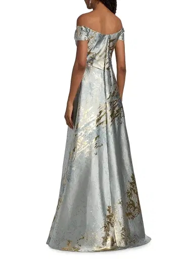 Rene Ruiz Collection Women's Metallic Jacquard Ball Gown - Slate Gold - Size 4 | Thumbnail 5 Rene Ruiz Collection Women's Metallic Jacquard Ball Gown - Slate Gold - Size 4 | Thumbnail 5