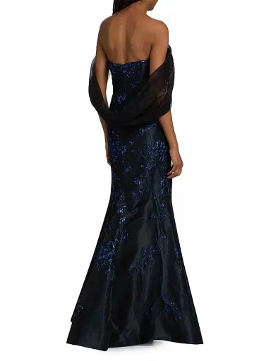 Rene Ruiz Collection Women's Draped-Wrap Brocade Gown | Thumbnail 5 Rene Ruiz Collection Women's Draped-Wrap Brocade Gown | Thumbnail 5