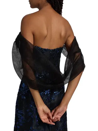 Rene Ruiz Collection Women's Draped-Wrap Brocade Gown | Thumbnail 6 Rene Ruiz Collection Women's Draped-Wrap Brocade Gown | Thumbnail 6