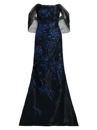Rene Ruiz Collection Women's Draped-Wrap Brocade Gown | Thumbnail 1 Rene Ruiz Collection Women's Draped-Wrap Brocade Gown | Thumbnail 1