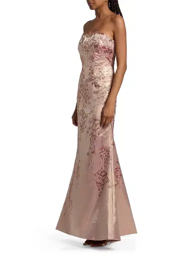 Rene Ruiz Collection Women's Metallic Jacquard Trumpet Gown - Pink - Size 18 | Thumbnail 4