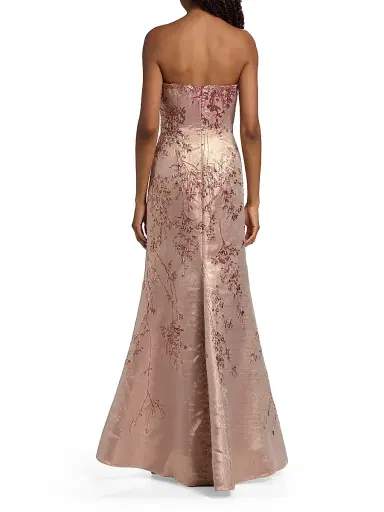 Rene Ruiz Collection Women's Metallic Jacquard Trumpet Gown - Pink - Size 18 | Thumbnail 5