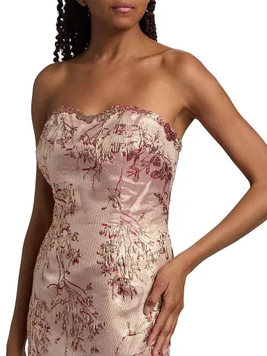 Rene Ruiz Collection Women's Metallic Jacquard Trumpet Gown - Pink - Size 18 | Thumbnail 6