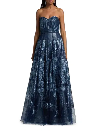 Rene Ruiz Collection Women's Sequin-Embellished Tulle Ball Gown - Navy Multi - Size 14 | Thumbnail 2 Rene Ruiz Collection Women's Sequin-Embellished Tulle Ball Gown - Navy Multi - Size 14 | Thumbnail 2