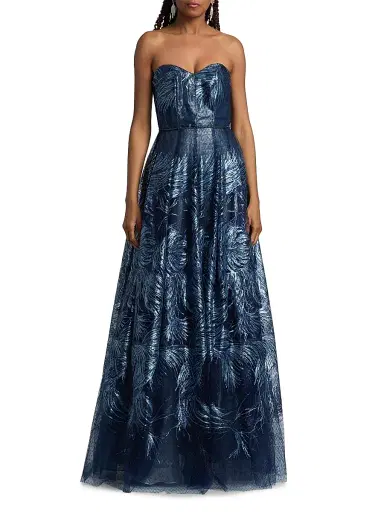 Rene Ruiz Collection Women's Sequin-Embellished Tulle Ball Gown - Navy Multi - Size 14 | Thumbnail 3 Rene Ruiz Collection Women's Sequin-Embellished Tulle Ball Gown - Navy Multi - Size 14 | Thumbnail 3