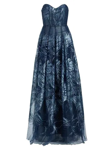 Rene Ruiz Collection Women's Sequin-Embellished Tulle Ball Gown - Navy Multi - Size 14 | Thumbnail 1 Rene Ruiz Collection Women's Sequin-Embellished Tulle Ball Gown - Navy Multi - Size 14 | Thumbnail 1