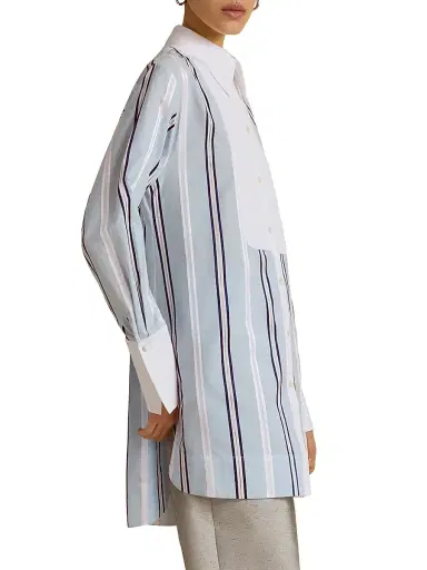 Marina Moscone Women's Slim Striped Tuxedo Shirt - Optic White Pinstripe | Thumbnail 2 Marina Moscone Women's Slim Striped Tuxedo Shirt - Optic White Pinstripe | Thumbnail 2